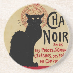 CE Soir Chat Noir Black Cat,  Art Nouveau Zandsteen Onderzetter