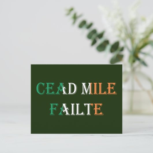 Cead Mile Failte overlay op Irish Flag pccn Briefkaart (Staand voorkant)