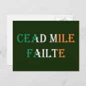 Cead Mile Failte overlay op Irish Flag pccn Briefkaart (Voorkant / Achterkant)