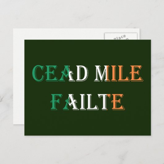 Cead Mile Failte overlay op Irish Flag pccn Briefkaart (Voorkant / Achterkant)