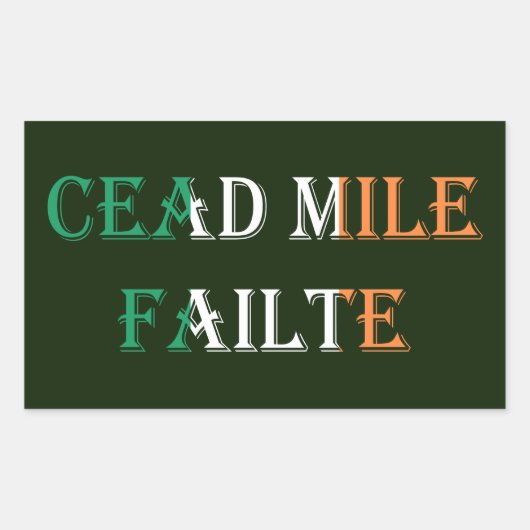 Cead Mile Failte overlay op Irish Flag stcn Rechthoekige Sticker (Voorkant)