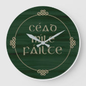 Ceald Mile Failte Wall Clock, Irish Decor Grote Klok (Voorkant)