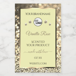 Ceam Sparking Gold Glitter Product Labels Logo Voedselcontainer Etiket