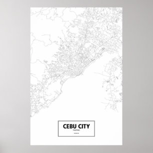 Cebu City, Filipijnen (zwart op wit) Poster