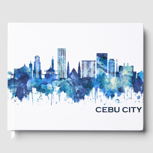 Cebu City Filippijnen Skyline Blue Gastenboek (Voorkant)