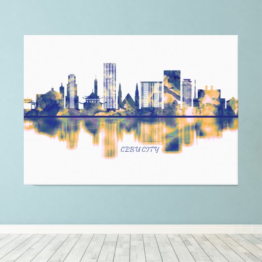 Cebu City Skyline Canvas Afdruk (Insitu (Houten vloer))