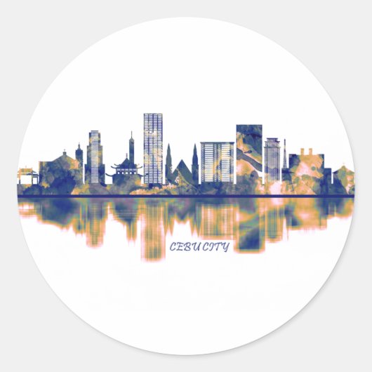 Cebu City Skyline Ronde Sticker (Voorkant)