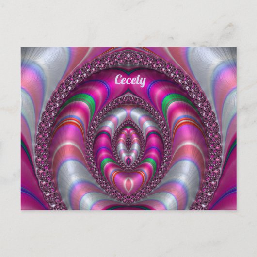 CECELY ~ PINK 3D Fractal Design ~ Briefkaart (Voorkant)