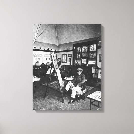 Cecil Aldin in zijn studio Canvas Afdruk (Voorkant)