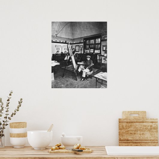 Cecil Aldin in zijn studio Poster (Keuken)