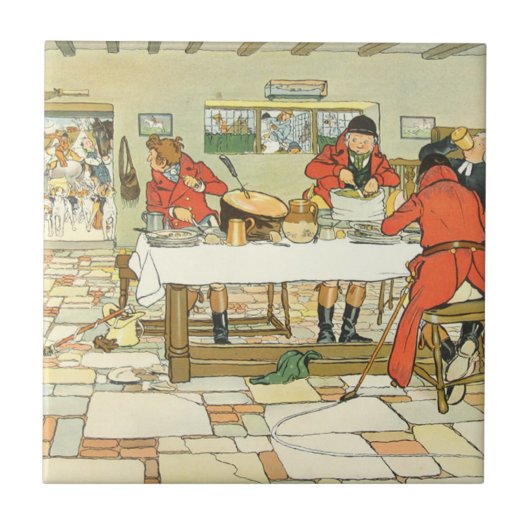 Cecil Aldin Vintage Tile the Hunt Breakfast Tegeltje (Voorkant)