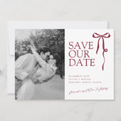 CECILIA Burgundy Save the Date with Photo (Voorkant)