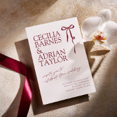 CECILIA Burgundy Wedding Invitation with Bow Kaart