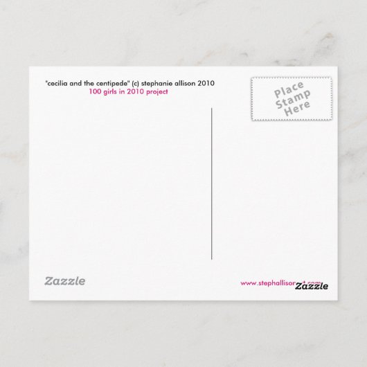 Cecilia en de Centipede Briefkaart (Achterkant)