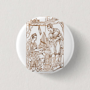 Cecilia met Catharina van Alexandrië Ronde Button 3,2 Cm