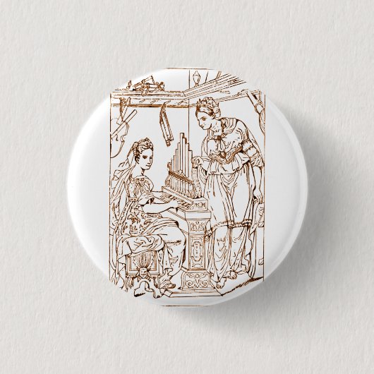 Cecilia met Catharina van Alexandrië Ronde Button 3,2 Cm (Voorkant)