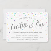 Cecilia's prinkle 1st Birthday Party Kaart (Voorkant)