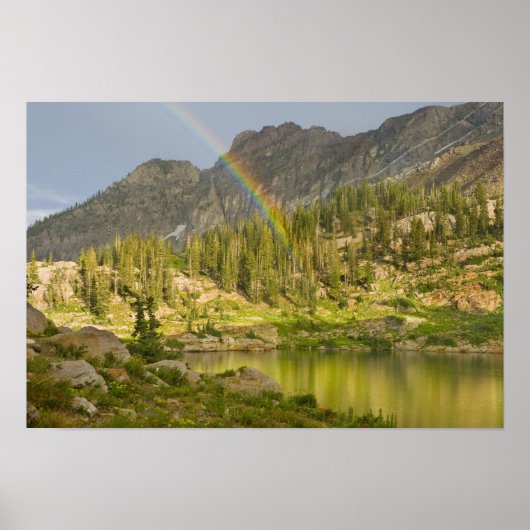 Cecret Lake met regenboog boven Devil's Castle, Poster (Voorkant)