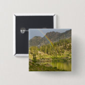 Cecret Lake met regenboog boven Devil's Castle, Vierkante Button 5,1 Cm (Voorkant /achterkant)