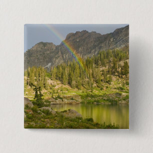 Cecret Lake met regenboog boven Devil's Castle, Vierkante Button 5,1 Cm