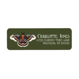 Cecropia Moth-retouradres Etiket