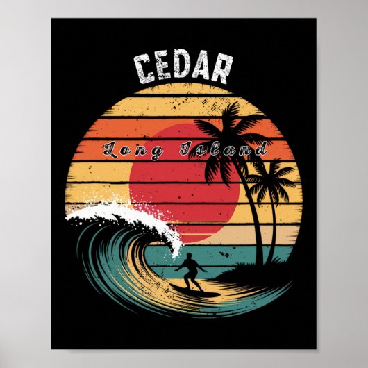 Cedar Beach Long Island Strand Surfen Poster (Voorkant)
