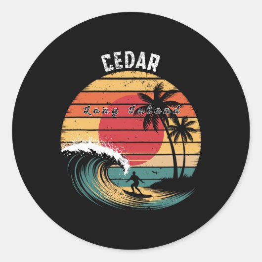 Cedar Beach Long Island Strand Surfen Ronde Sticker (Voorkant)