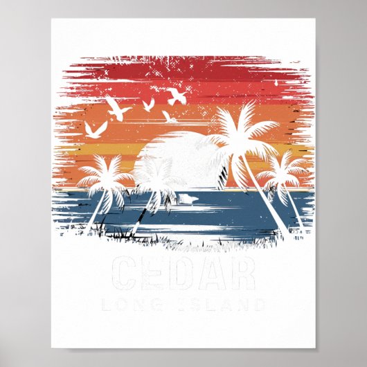 Cedar Beach Long Island Surfen Surfer Poster (Voorkant)