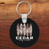 Cedar Beach Long Island Surfplank Mannen Vrouwen S Sleutelhanger (Voorkant)