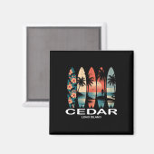 Cedar Beach Long Island Surfplank Surfen Retro Magneet (Voorkant / Achterkant)