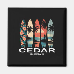 Cedar Beach Long Island Surfplank Surfen Retro Magneet