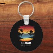 Cedar Beach Long Island Surfplank Surfen Vintage Sleutelhanger (Voorkant)