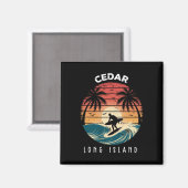 Cedar Beach Long Island Surfplankgolven Strand Magneet (Voorkant / Achterkant)