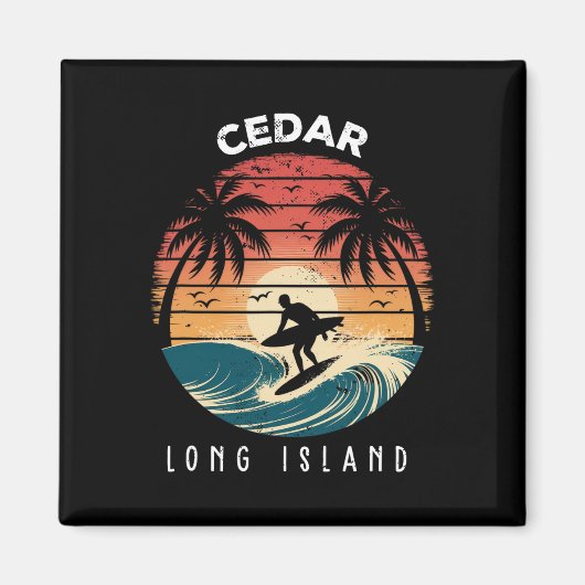 Cedar Beach Long Island Surfplankgolven Strand Magneet (Voorkant)