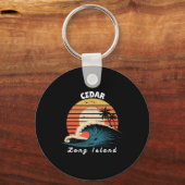 Cedar Beach Long Island Vrouwen Mannen Surfboardin Sleutelhanger (Voorkant)