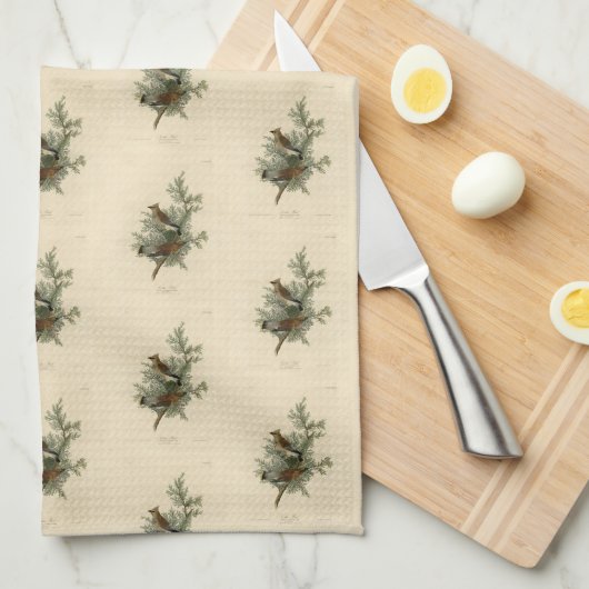 Cedar Bird, Cedar Waxwing Audubon Birds of America Theedoek (Quarter Fold)