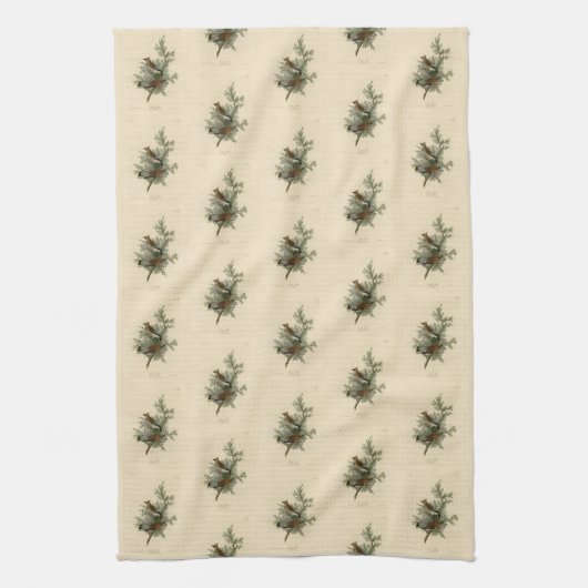 Cedar Bird, Cedar Waxwing Audubon Birds of America Theedoek (Verticaal)