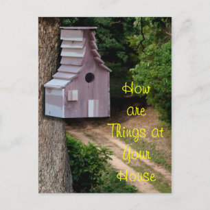 Cedar Birdhouse op een briefkaart- aanpassen Briefkaart