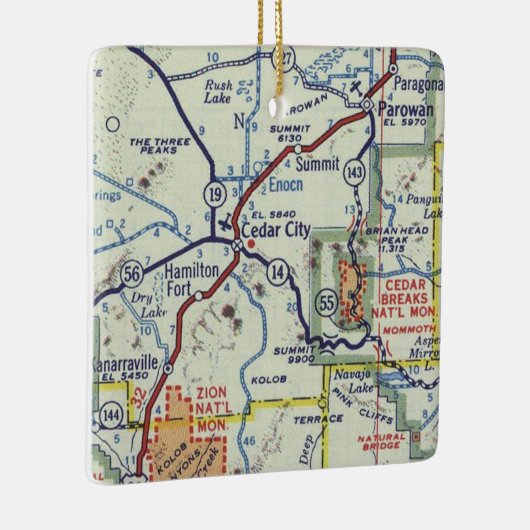 Cedar City Utah Retro Map Keramisch Ornament (Rechts)