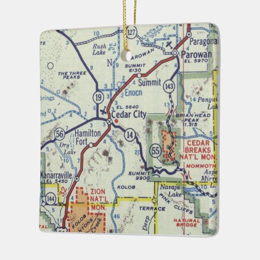 Cedar City Utah Retro Map Keramisch Ornament (Links)