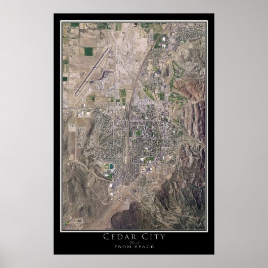 Cedar City Utah Satellite Poster Map (Voorkant)