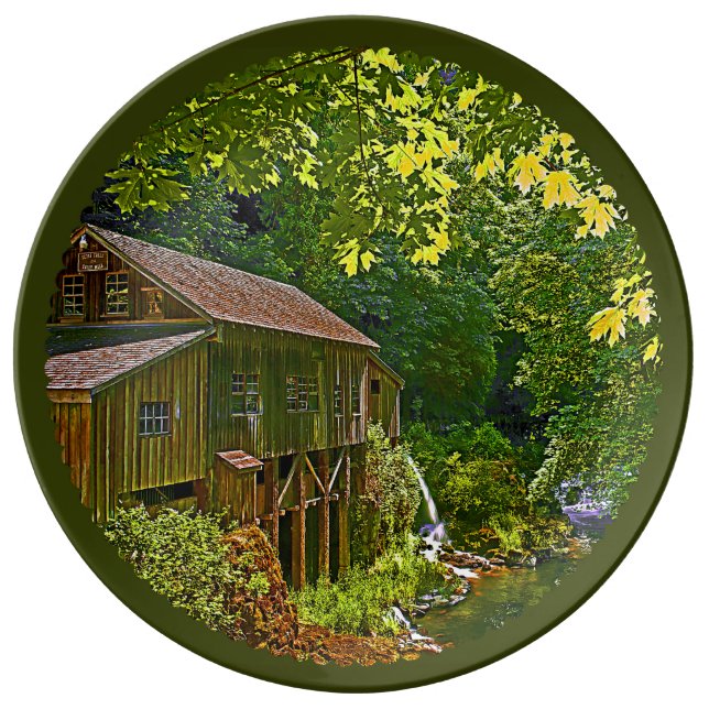 Cedar Creek Grist Mill Porselein Bord (Voorkant)