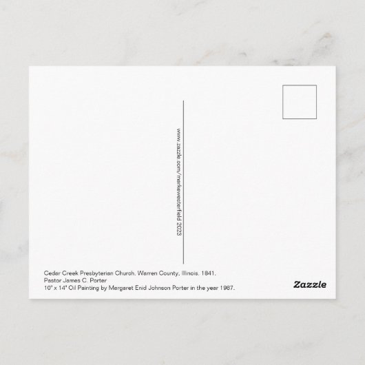 Cedar Creek Presbyterian Church 1987 MEJP Briefkaart (Achterkant)