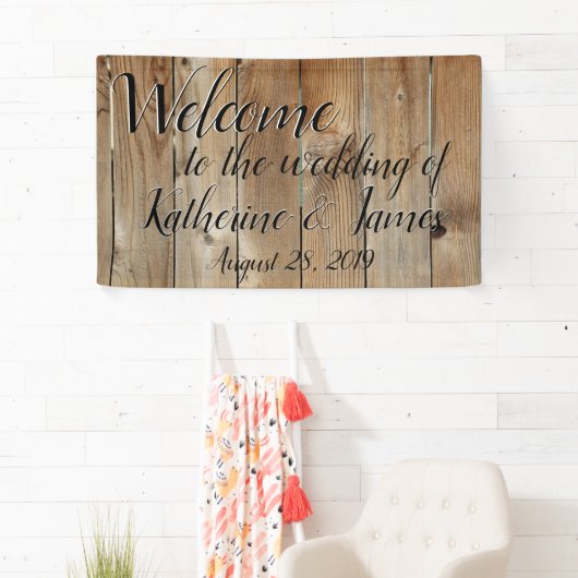 Cedar Fence, Custom Wedding Welcome Spandoek (Insitu)
