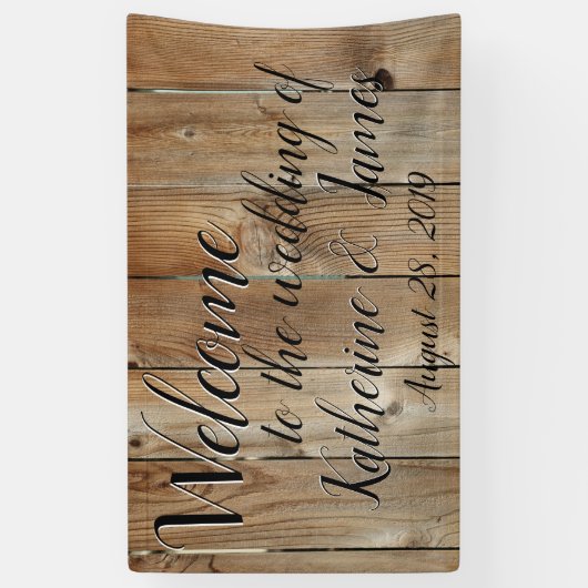 Cedar Fence, Custom Wedding Welcome Spandoek (Verticaal)