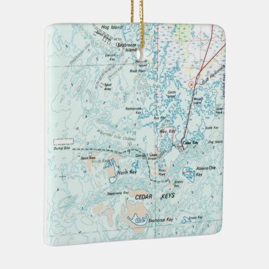 Cedar Key FL-kaart Keramisch Ornament (Rechts)