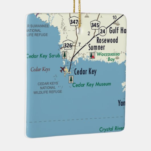 Cedar Key Florida Map Keramisch Ornament (Rechts)