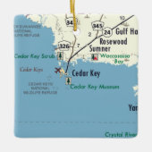 Cedar Key Florida Map Keramisch Ornament (Voorkant)
