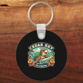 Cedar Key Florida Schattige Zeeschildpad Surft  Sleutelhanger (Voorkant)
