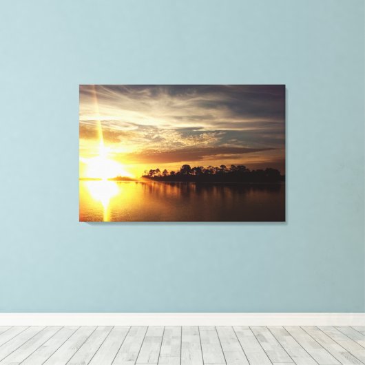 Cedar Key Florida Sunset 6 Canvas Afdruk (Insitu (Houten vloer))